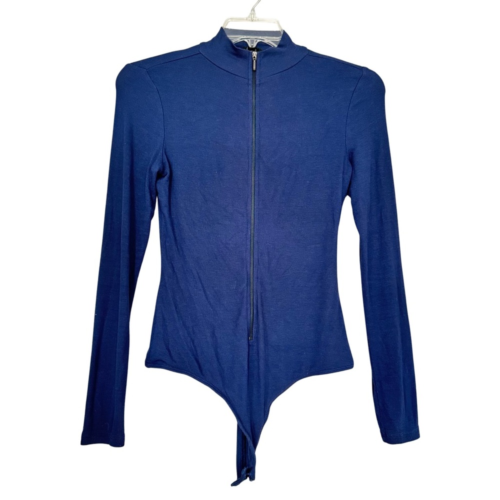 Navy Blue Zip-Up Bodysuit